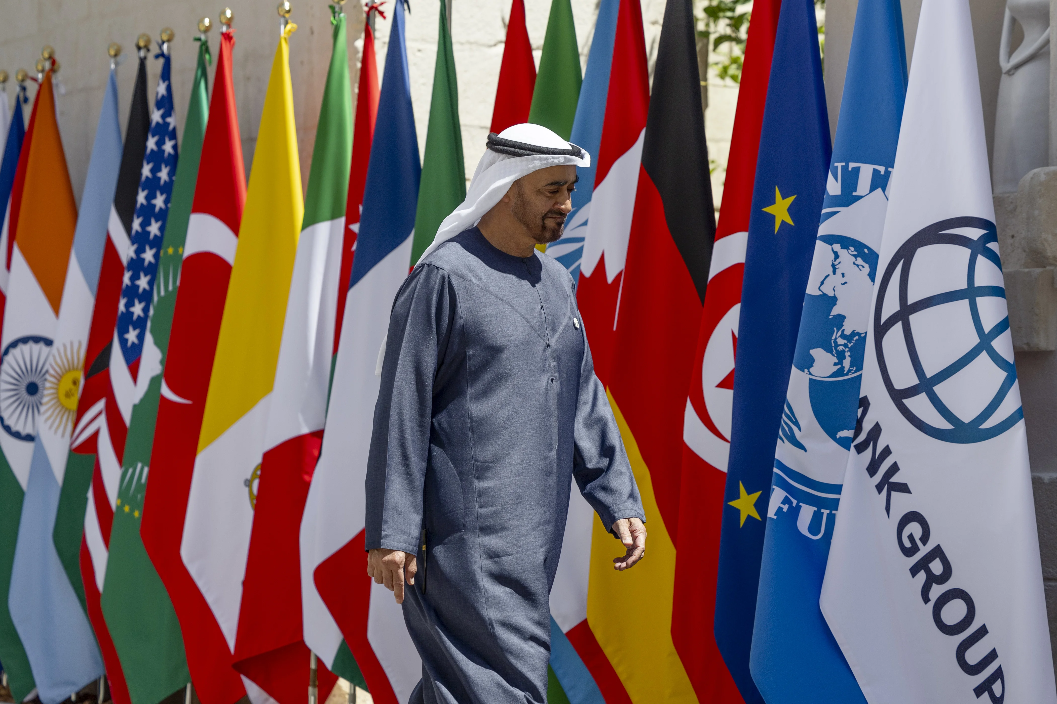 His Highness Sheikh Mohamed bin Zayed Al Nahyan, President of the United Arab Emirates, attends at the G7 Italia 2024 summit at Borgo Egnazia resort, June 2024