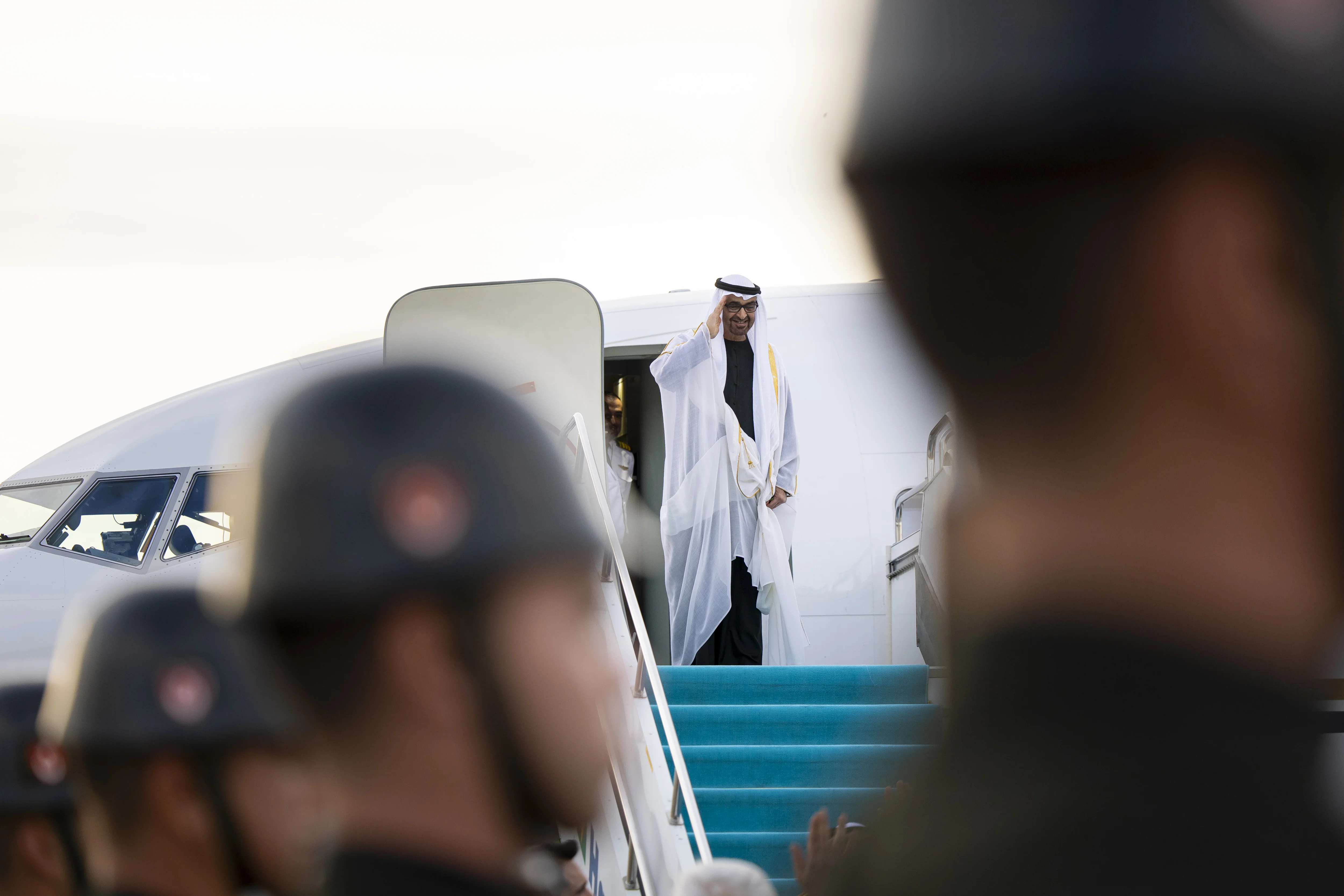 His Highness Sheikh Mohamed bin Zayed Al Nahyan, President of the United Arab Emirates, departs from Esenboga International Airport after a state visit, July 2025